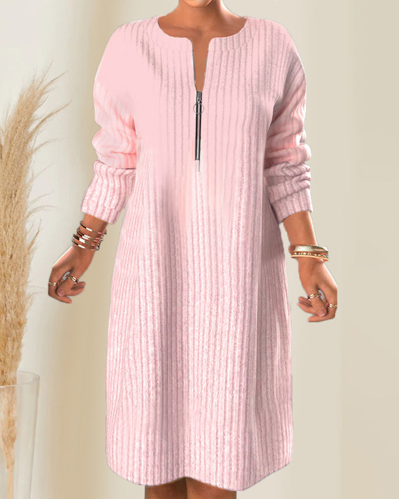 Lenora® | Elegant Zip-Up Sweater Dress