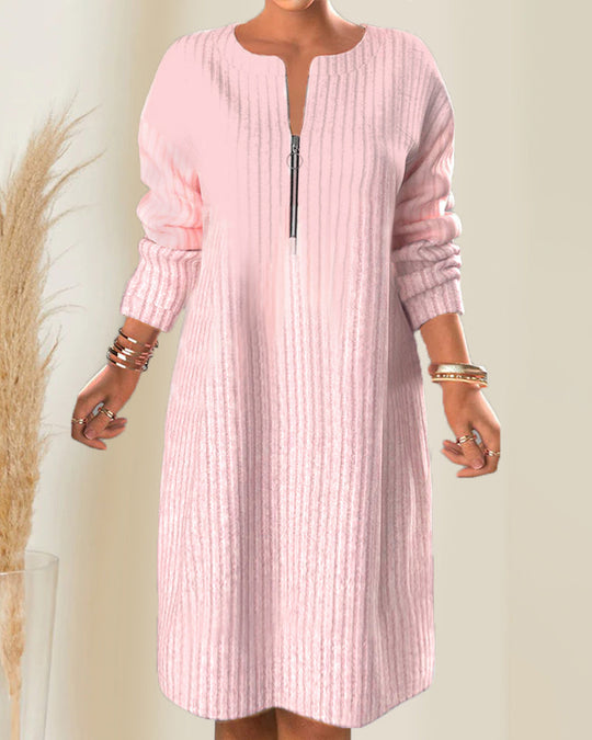 Lenora® | Elegant Zip-Up Sweater Dress