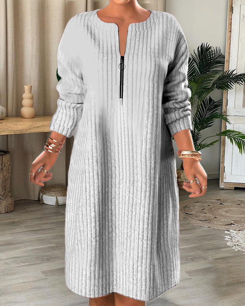 Lenora® | Elegant Zip-Up Sweater Dress