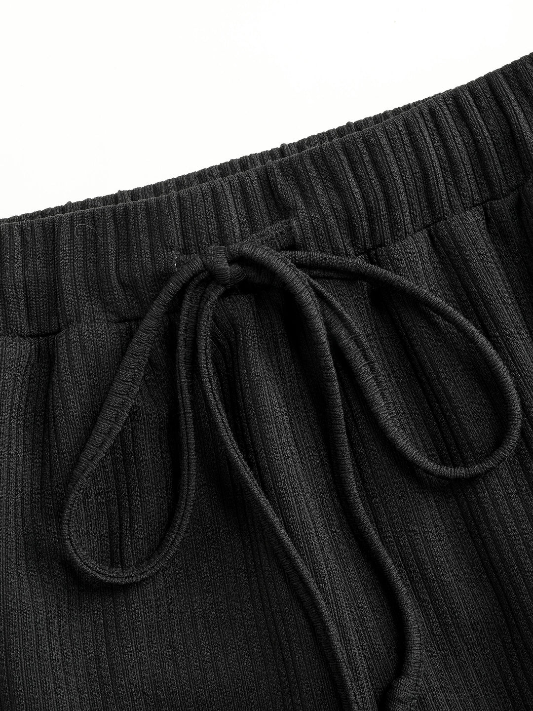 V-neck Short Sleeve Crop Tee & Knotted Wide Leg Pants Set