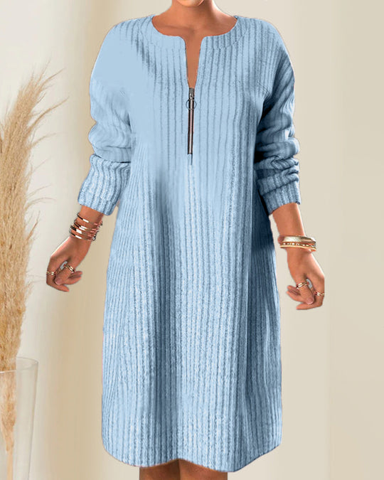 Lenora® | Elegant Zip-Up Sweater Dress