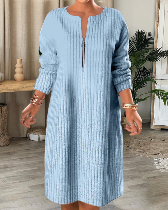 Lenora® | Elegant Zip-Up Sweater Dress