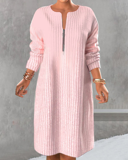 Lenora® | Elegant Zip-Up Sweater Dress