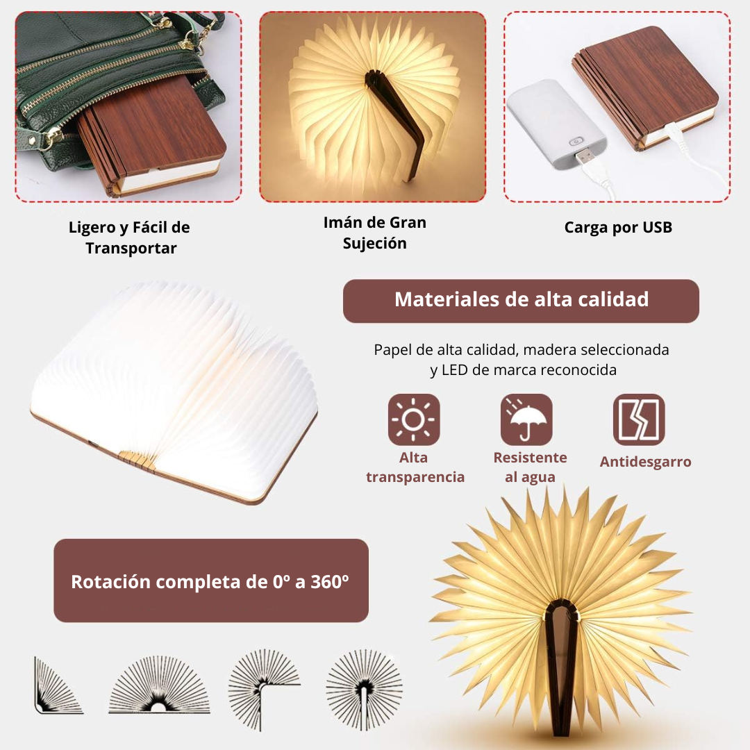 Lámpara Mágica con Forma de Libro