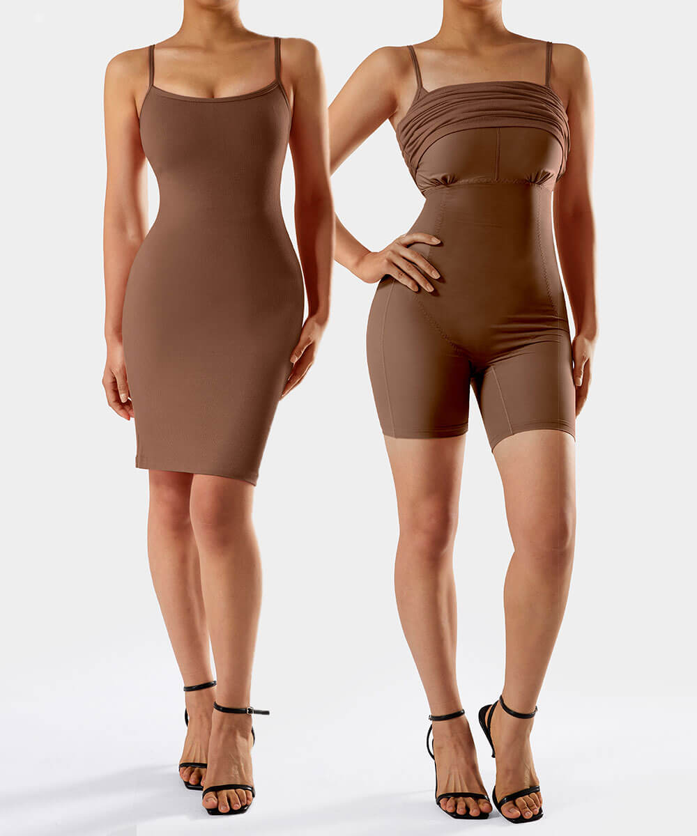 Spaghetti Strap Bodycon Dress With Built in Shapewear