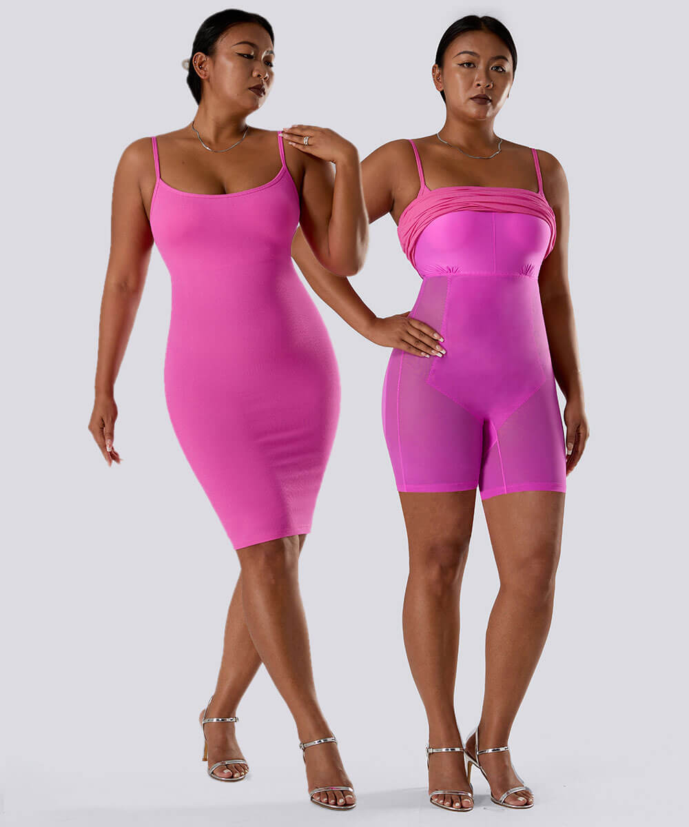 Spaghetti Strap Bodycon Dress With Built in Shapewear