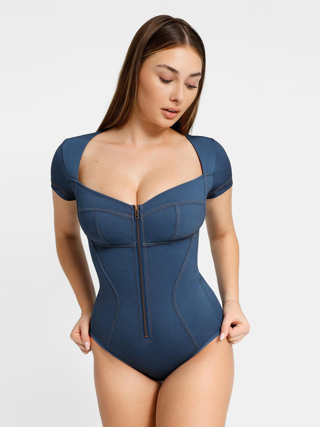 Built-In Shapewear Denim Bodysuit Or Dress Or Jumpsuit