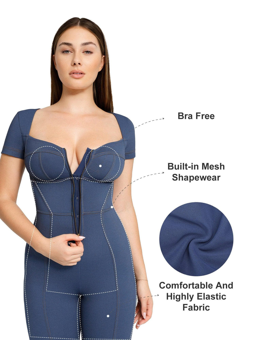 Built-In Shapewear Denim Bodysuit Or Dress Or Jumpsuit