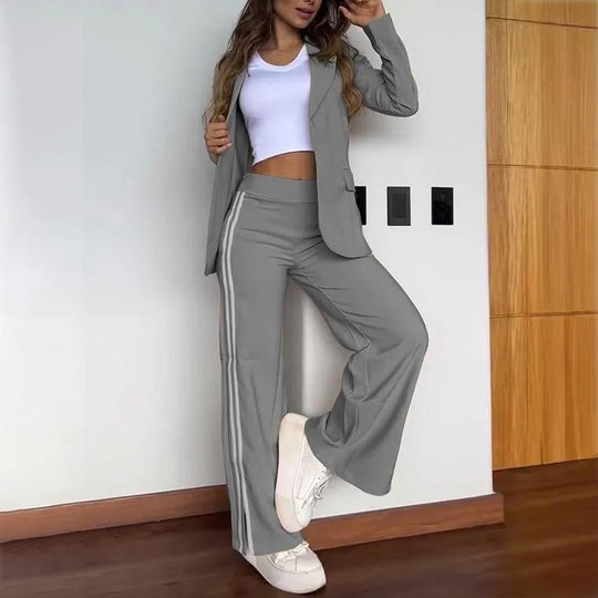 Blazer and Wide Leg Pants Set